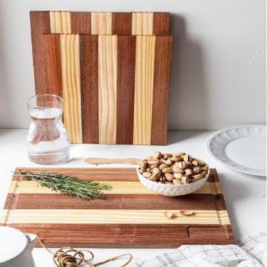 Imagem de Kit Tabua Carne 42cm Pinus Jequitibá + 2 Tabua Frios 35/30cm - Móveis 