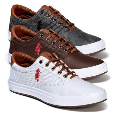 Imagem de kit 3 pares do tenis masculino Polo Open casual dia a dia sapatenis ca