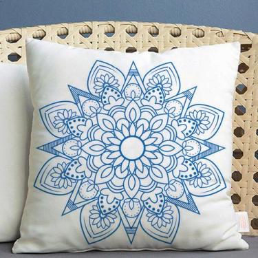 Imagem de Almofada Estampada Mandala 40x40cm Indira Azul - FASTLAR