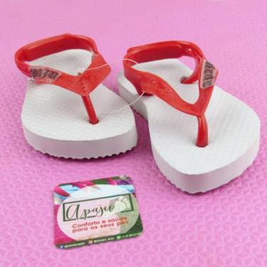 Imagem de Chinelos Apaju de borracha tipo Havaianas infantil., Branco tira verme