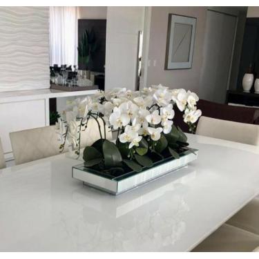 Imagem de Vaso Centro de Mesa Prata Espelhado Plantas Luxo Decoração - Inova Dec