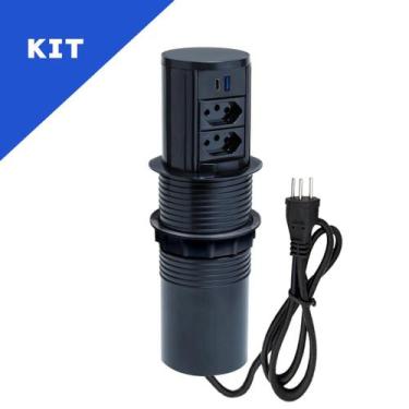 Imagem de Kit 2 Torres De Tomadas Automático 2Tom 10A 2USB 3.5 Tipo C - CONNECT 