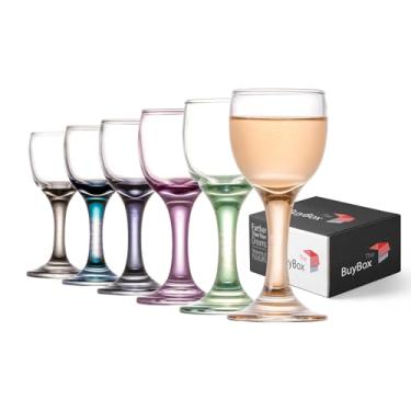 Imagem de the mask el turko Conjunto de 6 copos cordiais coloridos de licor, absinto, mini copos de vinho do Porto, copos de shot de caule, vidro Apertif (56.7 g/55ml)