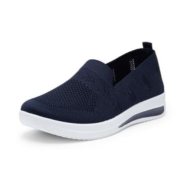 Imagem de Alexis Leroy Tênis feminino casual sem cadarço confortável de malha, Azul marino, 36