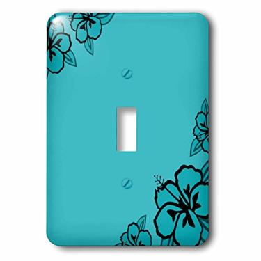 Imagem de 3dRose lsp_110673_1"Turquesa com flores de hibisco preto interruptor único, multicolorido