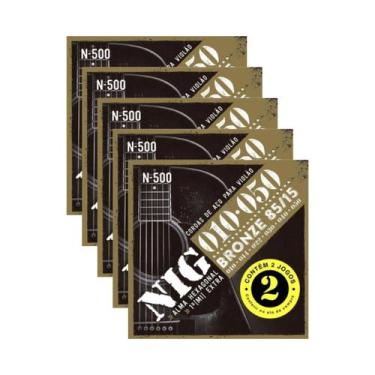 Imagem de Encordoamento Violão Aço Bronze Nig N500 Kit 10 jogos .010 PR2N500L - 