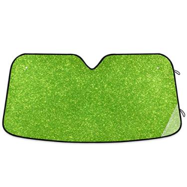 Imagem de Para-brisa de carro, sombra, erva, maçã, verde, glitter, viseira de carro para raios UV e proteção contra o calor solar, blocos de brilho, protetor solar dobrável de calor e sol, 139 x 68 cm