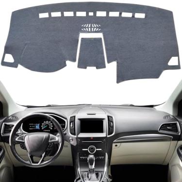 Imagem de KEYOOG Capa de painel de painel de painel adequada para Fo-rd Edge 2024-2015 (sem modelos HUD), tapete de painel de carro tapete antirreflexo, protetor solar antiderrapante (cinza)