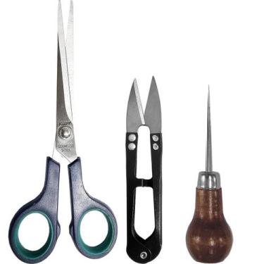 Imagem de Furador Agulhão + 02 Tesouras Costura Artesanato Arremate - Evolvere, 
