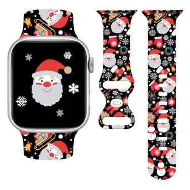 Imagem de Pulseira de silicone de flocos de neve de Papai Noel compatível com Apple Watch 42/44/45/49 mm, luvas de boneco de neve de Natal, pulseiras de substituição macias para Apple Watch séries 10, 9, 8, 7,