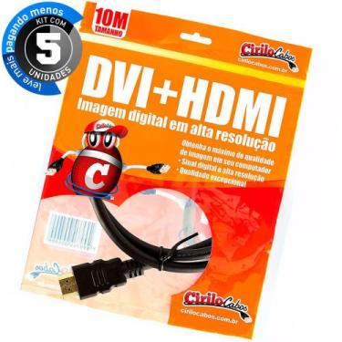 Imagem de Kit com 5 Cabos DVI para HDMI, 10 metros - Cirilo Cabos, UNICA, UNICA