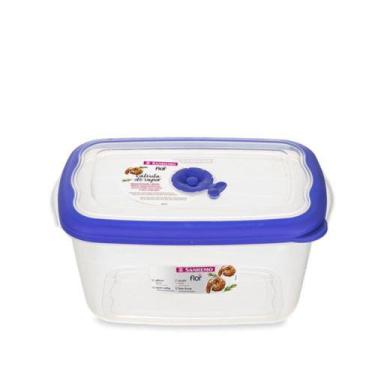 Imagem de pote plástico retangular hermético azul 2,3l flor sanremo - Sanremo 