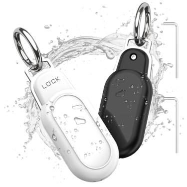 Imagem de Pacote com 2 porta-chaves à prova d'água para Samsung Galaxy SmartTag2, capa protetora de rastreador compatível com SmartTag 2, suporte para Smart Tag 2 com chaveiro para bagagem, chaves, animais de