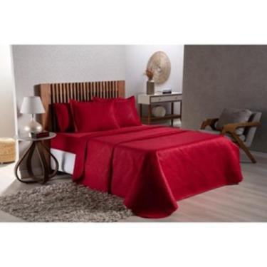 Imagem de Kit Cobre Leito mais Lençol Casal  4 peças Vermelho-115-104V - Luck Ba