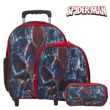 Imagem de Kit Mochila Masculina Infantil Rodinha Homem Aranha Passeio - Toys 2U