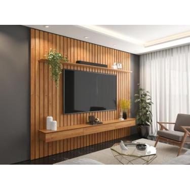 Imagem de Home Suspenso Ripado ANT 1.80m Para TV Até 75'' Cor Cinamomo - PT