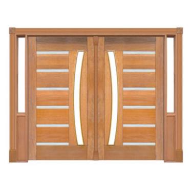 Imagem de Portal Duplo Pivotante BBB Friso Metálico Arco p/Vidro Mod. 201 Madeir