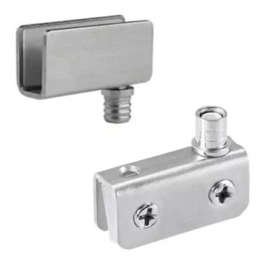 Imagem de Dobradiça P/ Porta de Vidro Vitrine 41X20 Aço Cromado O Par - Hardt