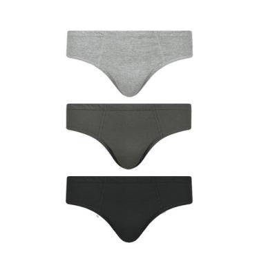 Imagem de Kit com 3 cuecas slip selene 11910-001, Preto, Cinza, EG