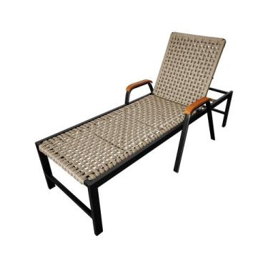 Imagem de Espreguiçadeira Luxo Liz em Corda Naútica Champanhe e Alumínio - ATHEN