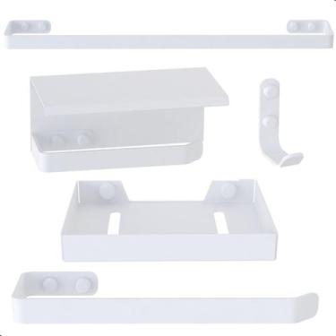 Imagem de Kit de Acessórios Para Banheiro Branco 5 Peças U.MAX - Unidas