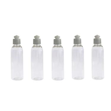 Imagem de 5 Frascos Tampa Push  100ml Viagem Skincare Shampoo Sabonete - Incapac