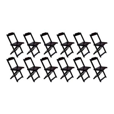 Imagem de Conjunto com 12 Cadeiras Dobráveis em Madeira Maciça - Tabaco - PREGUI