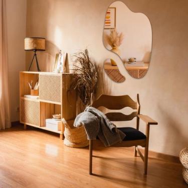 Imagem de Espelho Orgânico Grande Elegânce Decorativo Futurista Kit Duas Peças c