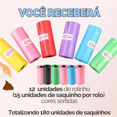 Imagem de Kit Refil Cata Caca Saco Saquinho Coletor Lixo Coco Pet Cães Gatos Hig