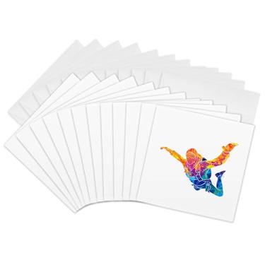 Imagem de 3dRose Cartões comemorativos – Design legal de respingos de cor Skydiver – 15,24 x 15,24 cm, conjunto de 12 (gc_322646_2)