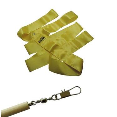 Imagem de Kit Baby Estilete Madeira Com Fita Cetim 4M Dicat Sports, Amarelo