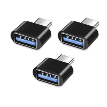 Imagem de Kit 3x Adaptador Plug OTG Conversor Usb Tipo A Fêmea Para Usb C Macho 