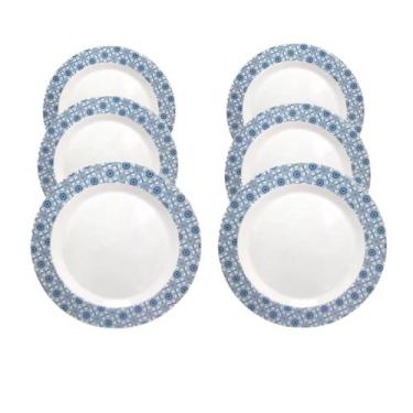 Imagem de Jogo Jantar 6 Pçs Prato Fundo Decorado Melamina 25Cm 2009Cor - Sak'Es