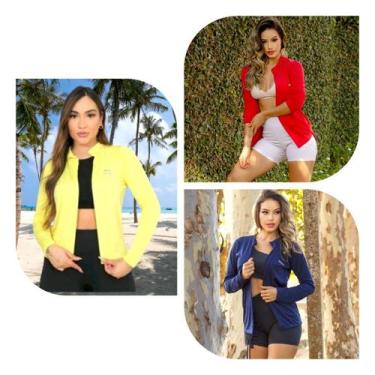 Imagem de Kit 3 Casacos feminino proteção solar UV 50+ FPS - Force, Amarelo, Ver