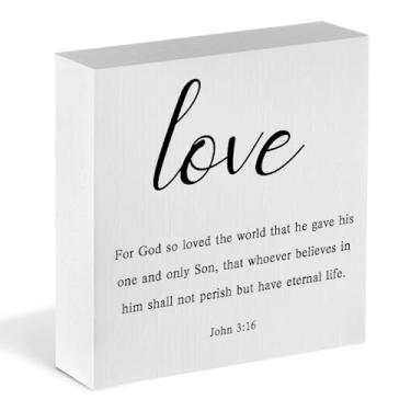 Imagem de Sinais de amor, decoração religiosa, versículo bíblico, caixa de madeira, quinta, decoração de escritório para prateleiras, decoração de mesa cristã, placa, escrituras, decoração de mesa, decoração de