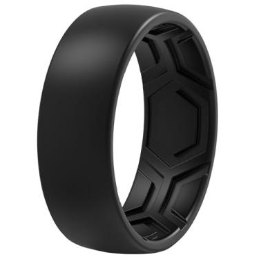 Imagem de Anéis masculinos de silicone estampados ThunderFit, elásticos de 8 mm de largura e 2,2 mm de espessura, pacote variado 1, 4, 7, 8.5 - 9 (18.90mm), Silicone, Sem pedra preciosa