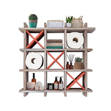 Imagem de Comfify Suporte rústico de papel higiênico para banheiro – Prateleiras de armazenamento rústicas para papel higiênico em branco envelhecido – Prateleiras de banheiro independentes ou montadas na