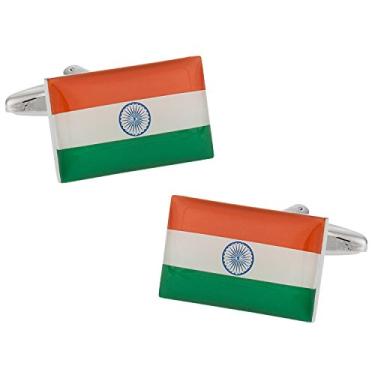 Imagem de Abotoaduras com a bandeira indiana Cuff-Daddy com caixa de apresentação