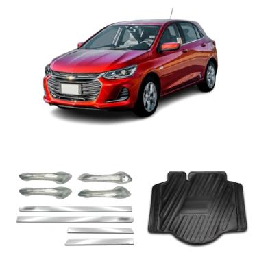 Imagem de Kit para Adaptável Para Onix 2020 2021 2022 2023 2024 Aplique Maçaneta 4 Portas Protetor de Porta-Malas Friso Lateral da Porta Largo.