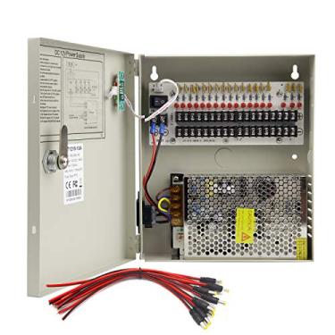 Imagem de Xenocam 18 canais 12 volts CC saída CCTV caixa de fonte de alimentação distribuída para câmera de segurança com 18 peças DC macho Pigtail