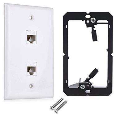 Imagem de Placa de parede Ethernet CAT.6 RJ45, placa de parede OZXNO RJ45 fêmea para fêmea chaveiro placa de parede removível cat6 em linha com dispositivo de montagem de baixa tensão, 2-Port, 1-Pack