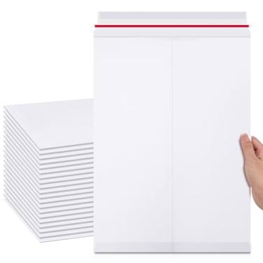 Imagem de ReliThick 20 peças de envelopes rígidos autoadesivos 33 x 45 cm, envelopes de papelão em papel branco kraft a granel para envio de documentos, CDs, impressões fotográficas
