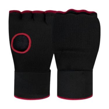 Imagem de rockible Envoltório de mão para boxe, luvas internas de meio dedo, proteção macia para as mãos, para esportes, karatê, sparring, exercício mma, Preto E Vermelho