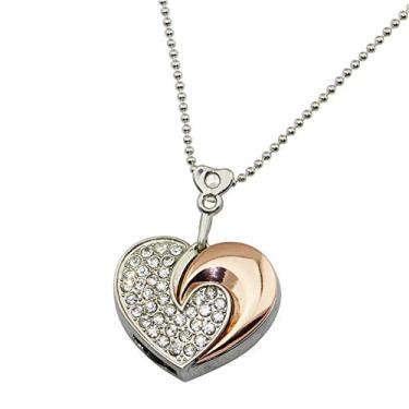 Imagem de Pen Drive em formato de coração prata de 128 GB Pen Drive Pen Drive USB Flash Disk Memory Stick Cartão USB Drive USB Disk