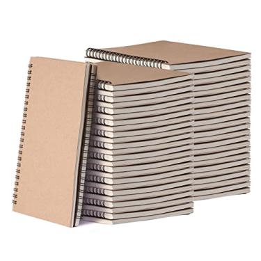 Imagem de Pacote com 48 Caderno espiral A5 com pauta universitária, caderno espiral pautado em massa, capa dura, cadernos, cadernos, caderno de viagem, caderno para escritório, material escolar, 50 folhas, 100 páginas, 21,5 x 13 cm, marrom