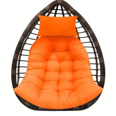 Imagem de BCKNT Almofada de assento de cesta suspensa espessa com encosto de cabeça, almofadas de cadeira de balanço de rede, almofada de cadeira de pátio de ovo macio com algodão PP de alta elasticidade, para