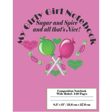 Imagem de My Girly Girl Pink & Green Notebook, Sugar & Spice and All That's Nice: Print Handwriting Book for Kids, Teens & Adults, Blank Writing Pages, 140 ... Tables, Perfect for School & Personal Use