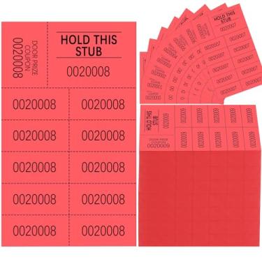 Imagem de Kosiz 1000 folhas de bilhetes de sorteio com 10 números de licitação por folha folhas coloridas de bilhetes de sorteio para leilão chinês Leilão silencioso eventos da igreja (vermelho)