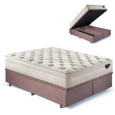 Imagem de Base Box Baú Queen 158x198 Suede Marrom com Colchão Audaz Molas Ensaca
