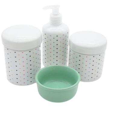 Imagem de Kit higiene Lavabo Poá Colorido 4 pçs Molh. VD TudoPorcelana - Antilop